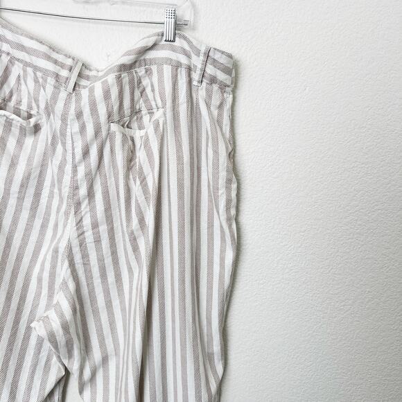 [Torrid] Tan Cream Linen Blend Striped Wide Leg Pants High Rise Casual Size 24 - Picture 9 of 12